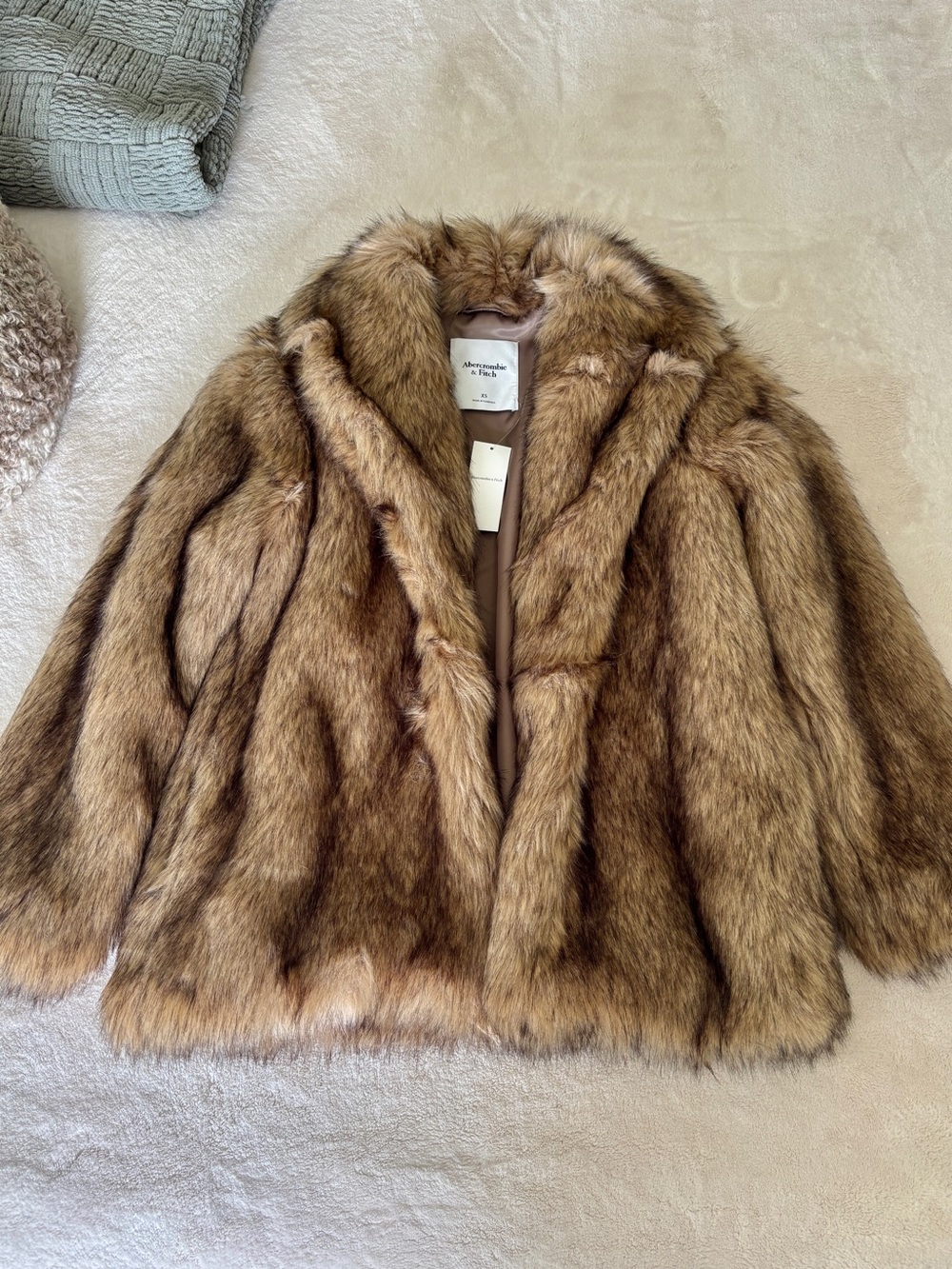 Abercrombie & Fitch Faux Fur Brown Coat